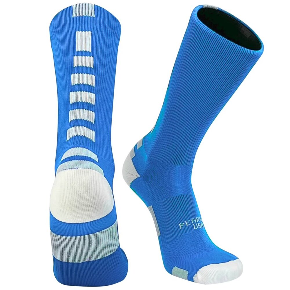 PEARSOX Bolt Blue Crew Performance Socks Basketball Football Volleyball - 2 NEW